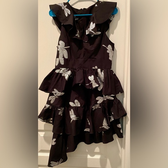 NWT Cynthia Rowley NY Sleeveless Jetset Silver Dragonfly High Low Mini Dress - Picture 6 of 12